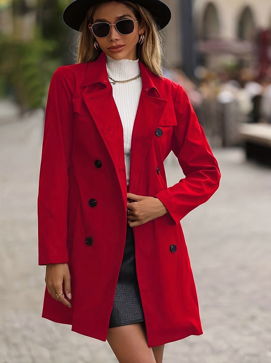 Trench Long Croisé Femme à Ceinture