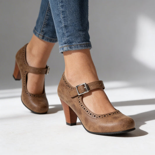 Escarpins Mary Jane Femme Effet Daim