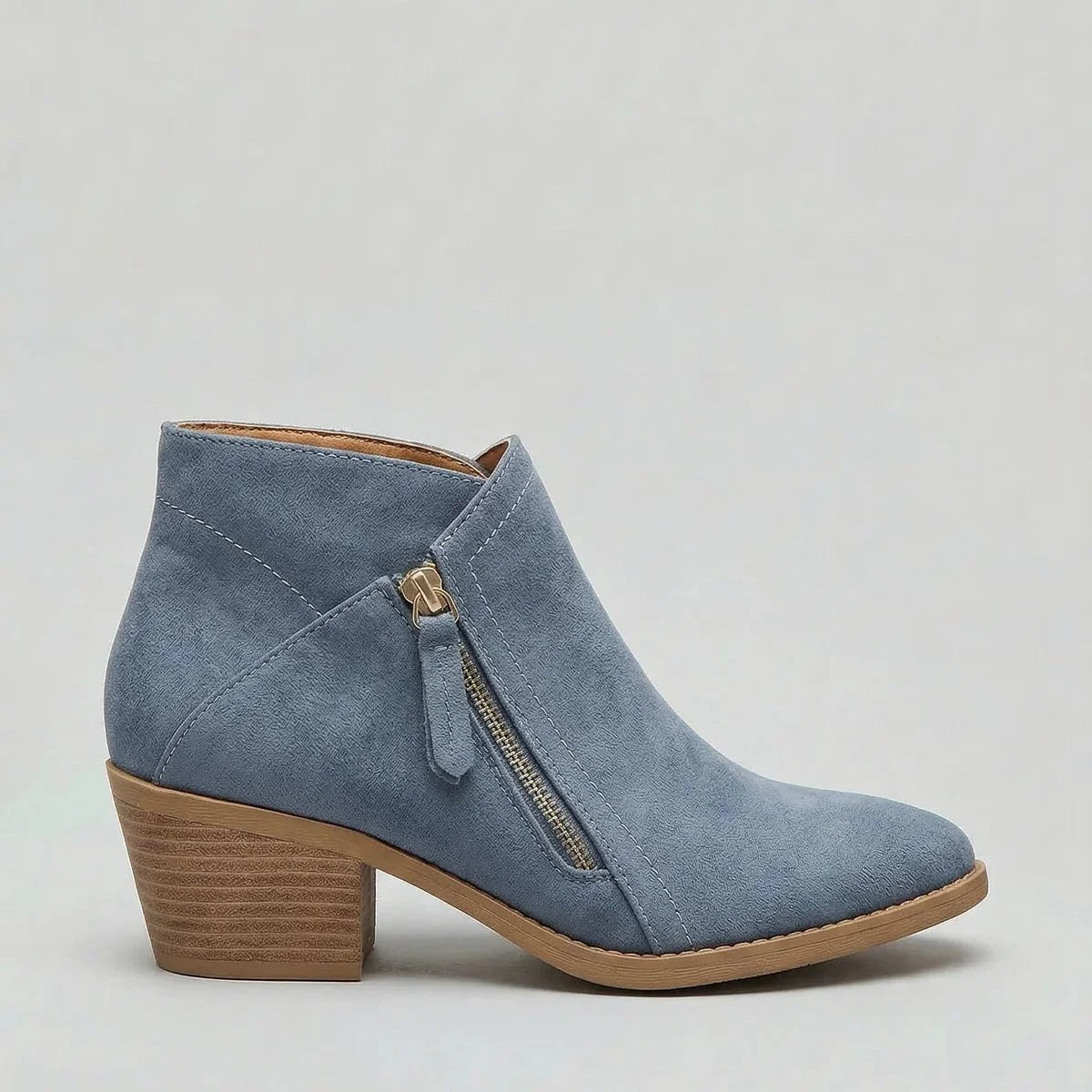 Bottines Zippées Femme à Talon Carré