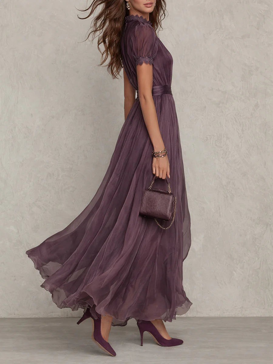 Robe Longue à Col Montant Femme