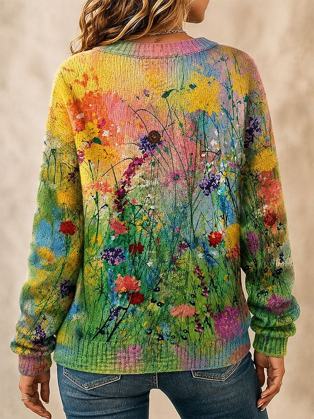 Cardigan med jacquardmønster og ribkant