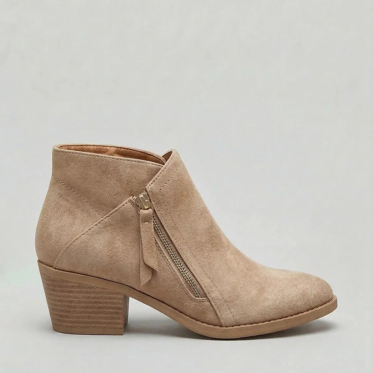 Bottines Zippées Femme à Talon Carré