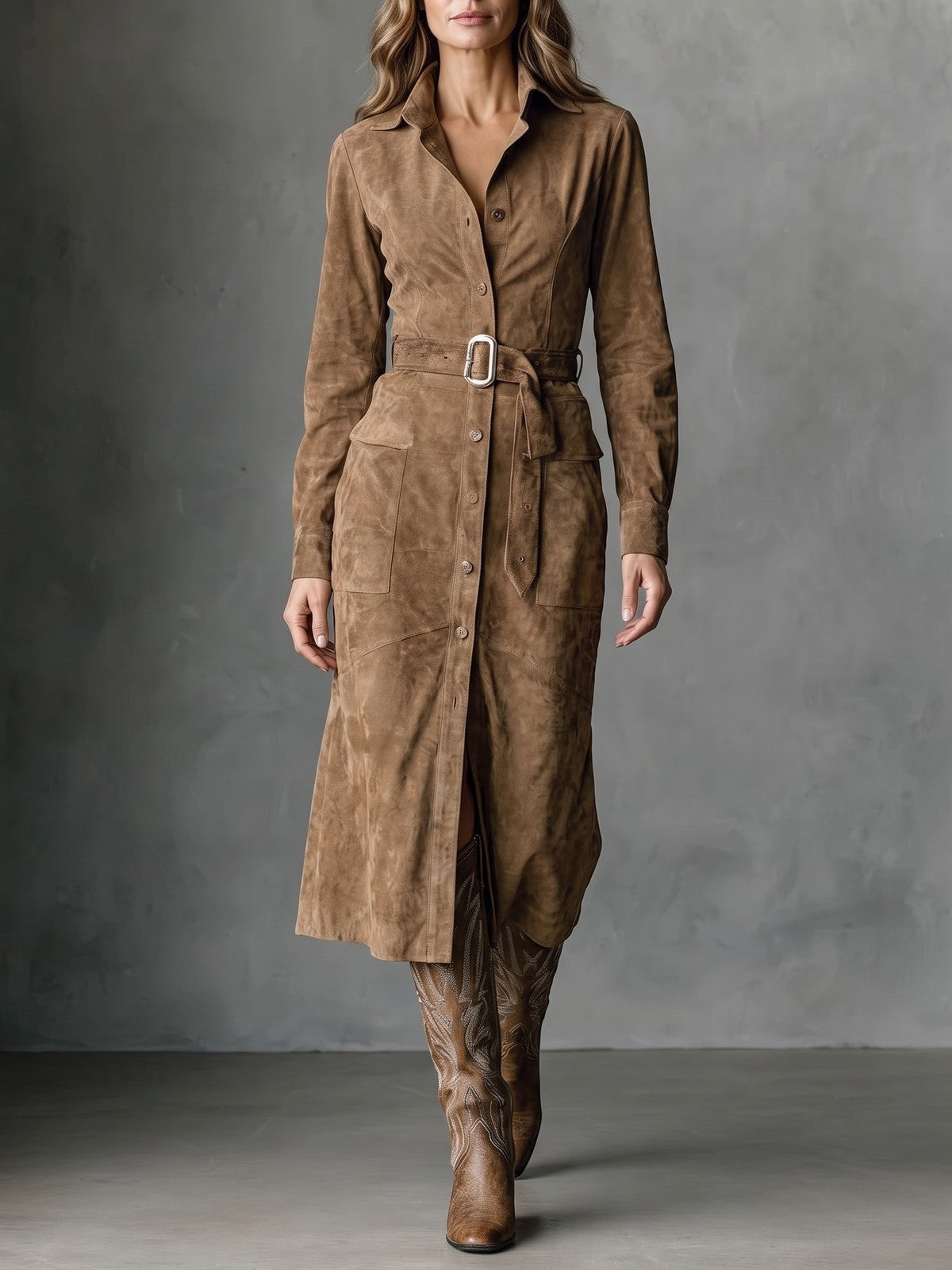 Robe Chemise Femme à Manches Longues