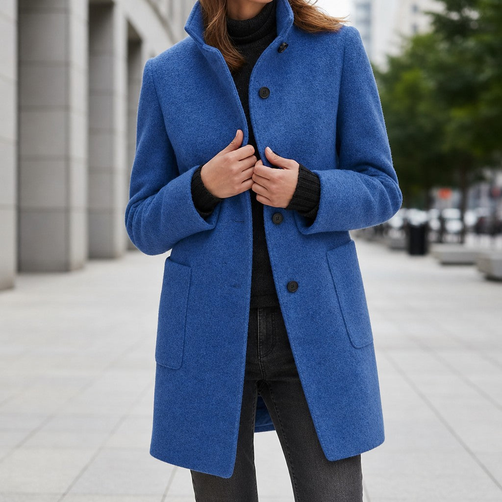 Manteau Long Col Montant Femme