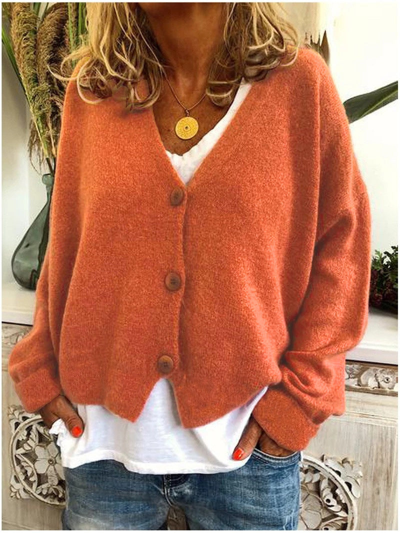 Blød cardigan med dyb V-hals