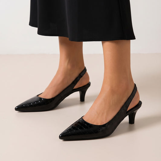 Escarpins Slingback Femme à Petit Talon Carré