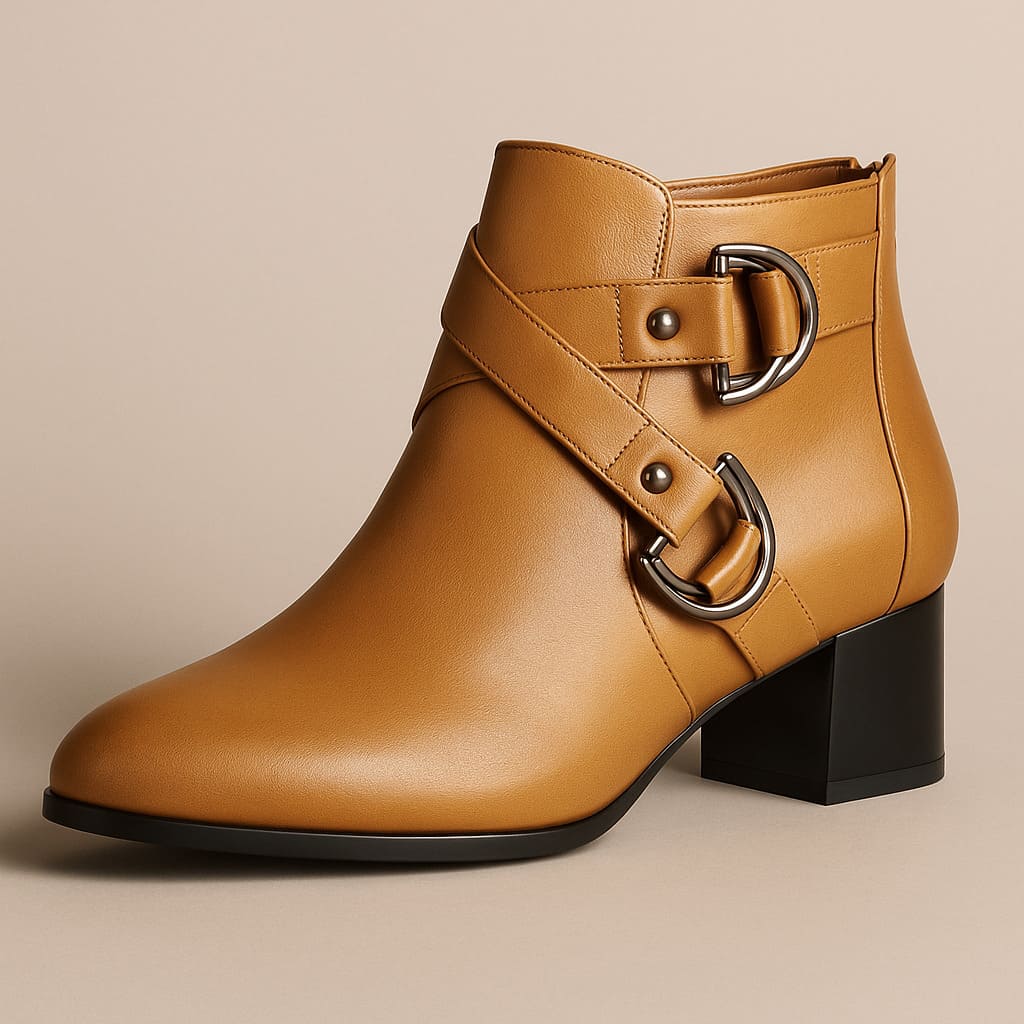 Bottines Femme à Boucles et Talon Carré