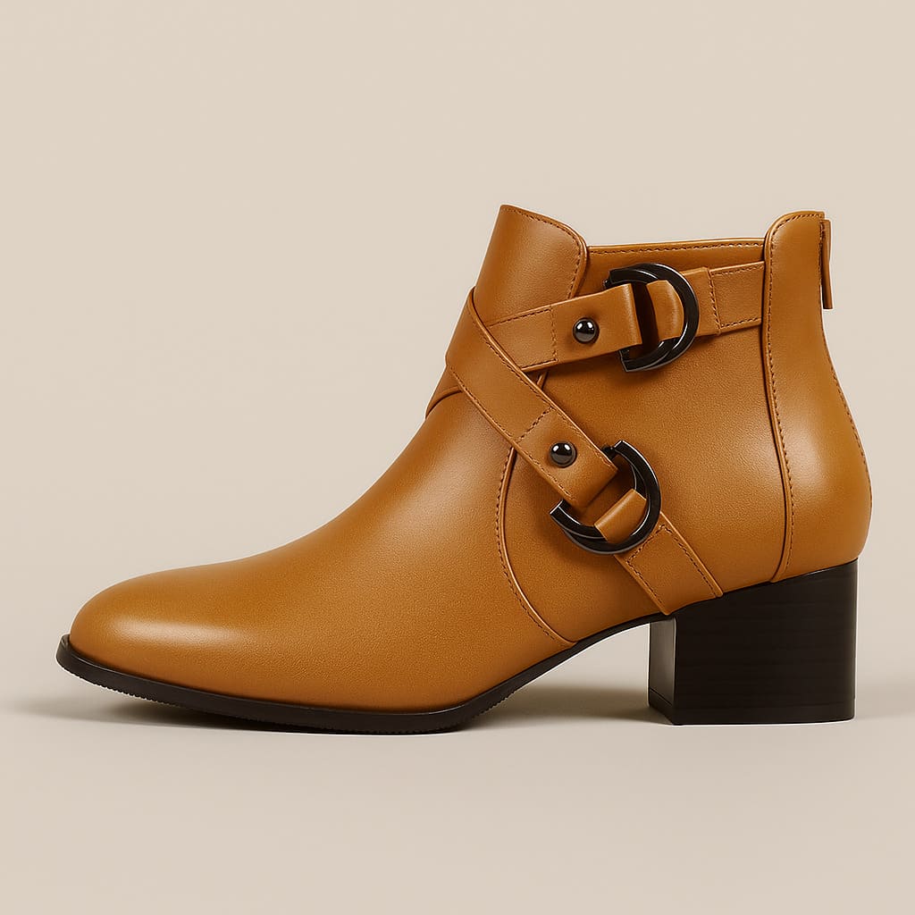 Bottines Femme à Boucles et Talon Carré