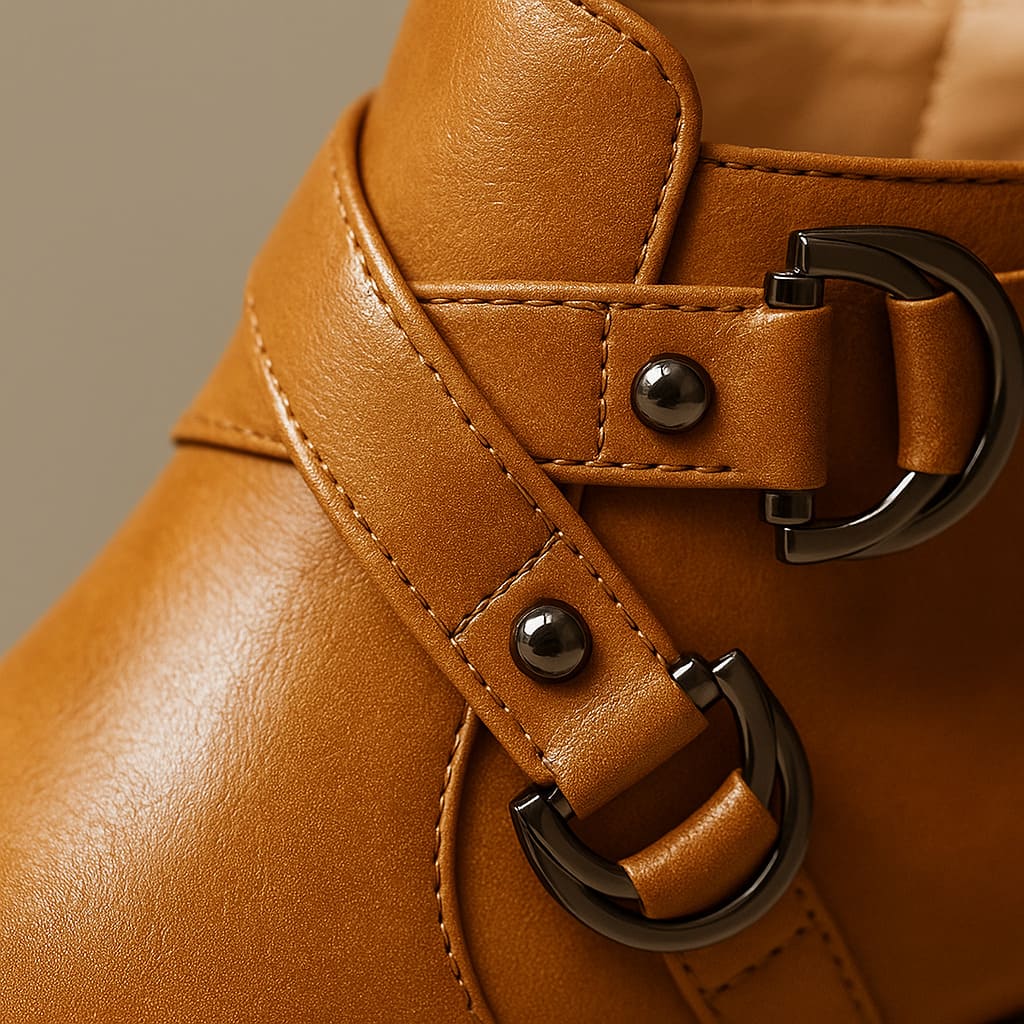 Bottines Femme à Boucles et Talon Carré