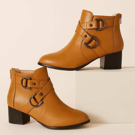 Bottines Femme à Boucles et Talon Carré