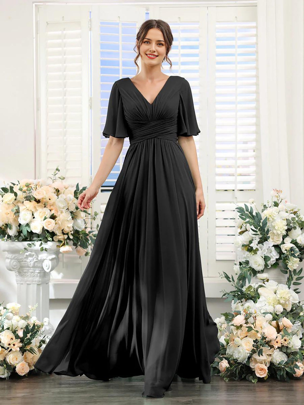 Robe Longue Femme à Manches Papillon