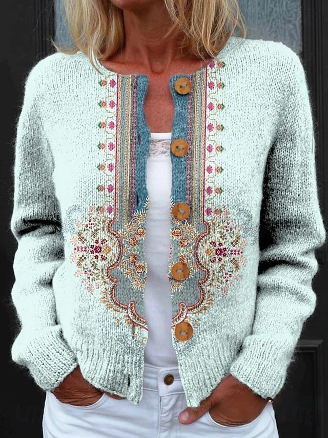 Kort cardigan med blomsterprint