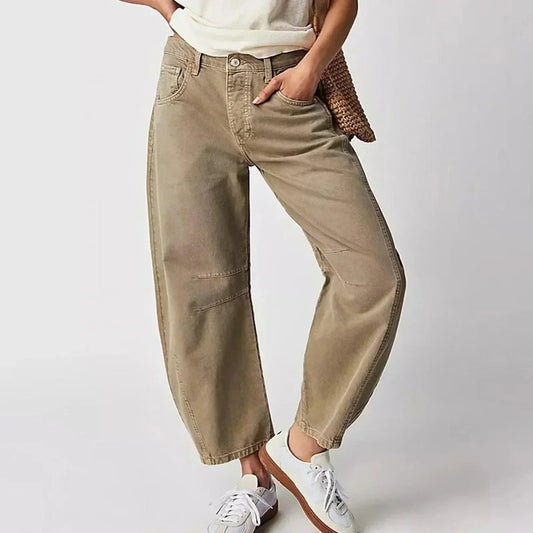 Jean Baggy Barrel Femme à Surpiqûres Contrastées