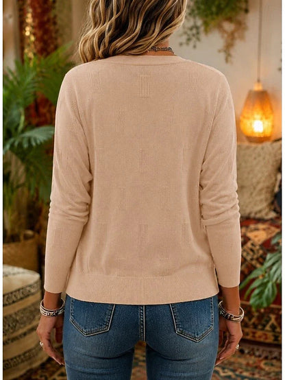 Tynd cardigan med V-hals og pointelle
