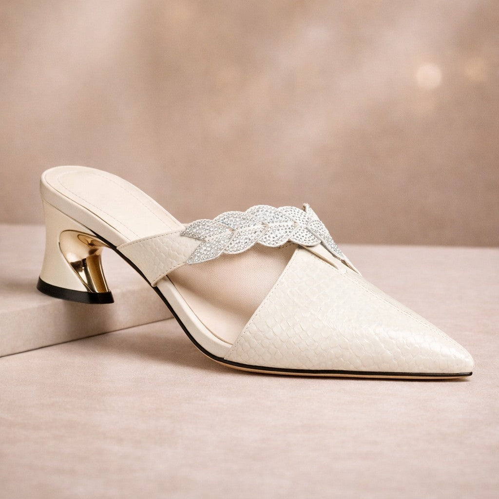 Mules à Talon Femme avec Bride Strass