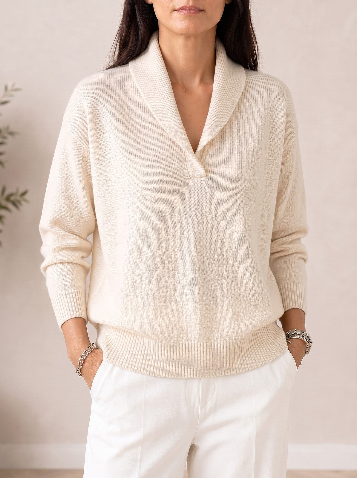 Pull Col Châle Femme