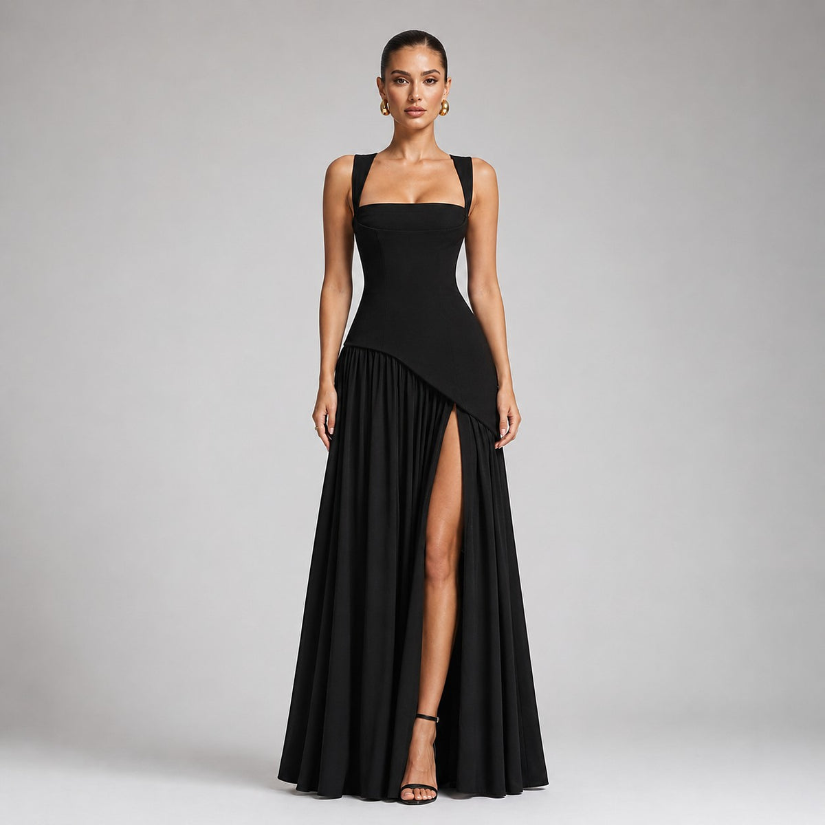 Robe Longue Fendue Femme à Dos Corset