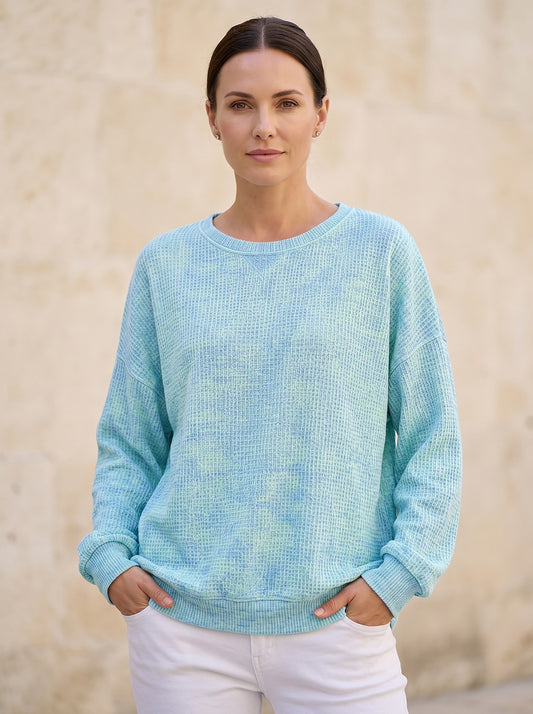 Sweat Gaufré Femme à Col Rond
