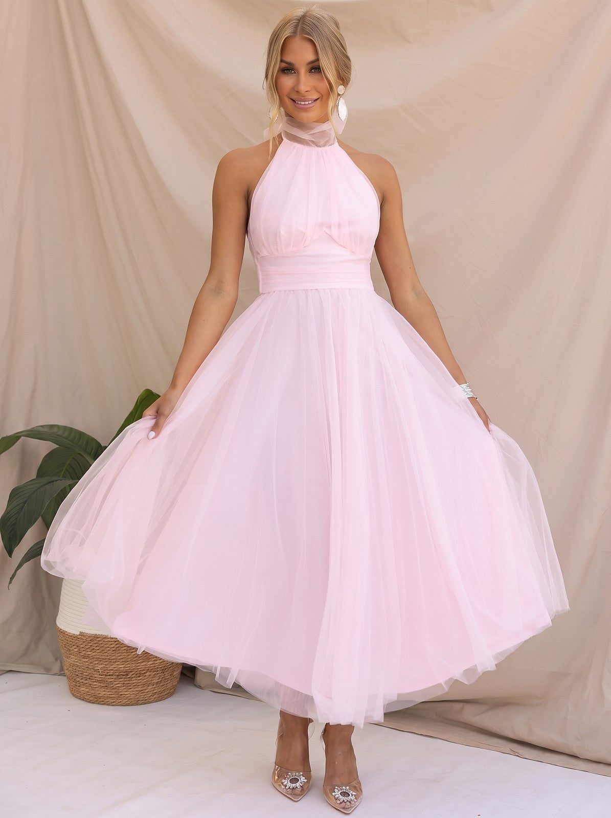 Robe Cocktail Midi Femme en Tulle
