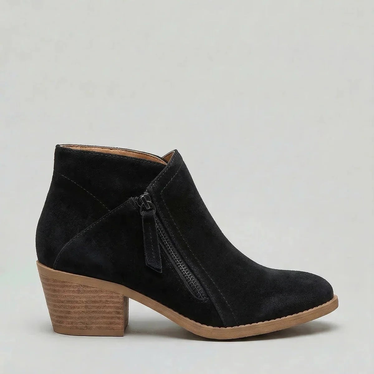 Bottines Zippées Femme à Talon Carré