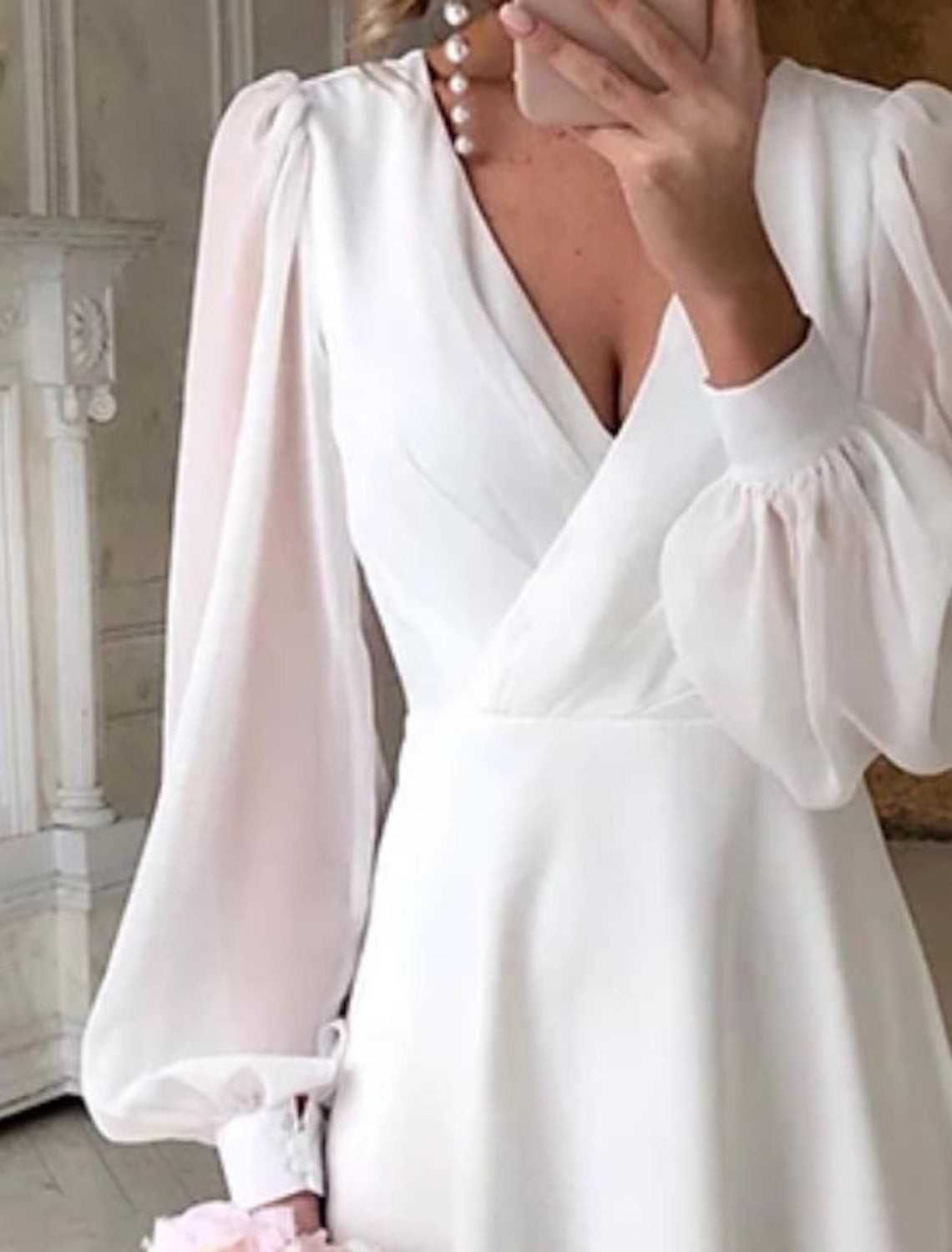 Robe Midi Portefeuille Femme à Manches Longues