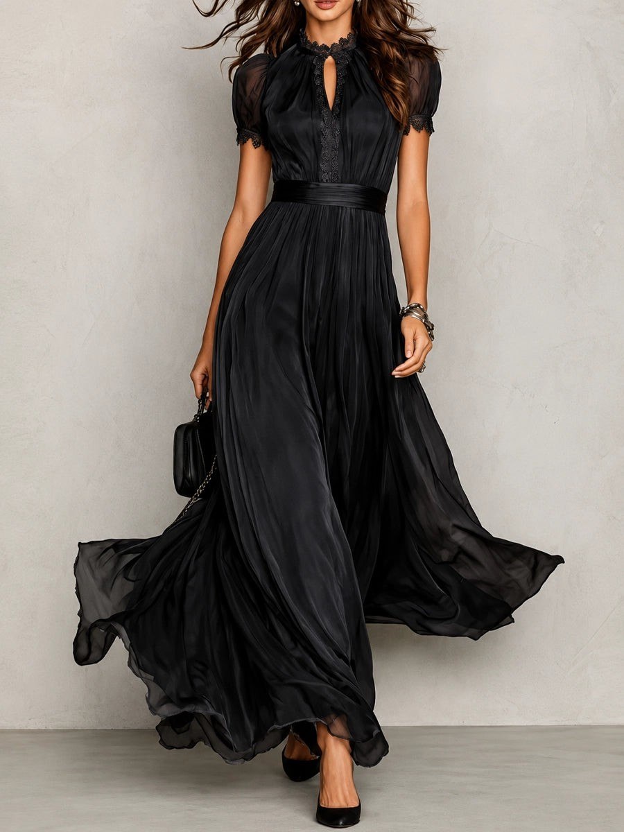 Robe Longue à Col Montant Femme