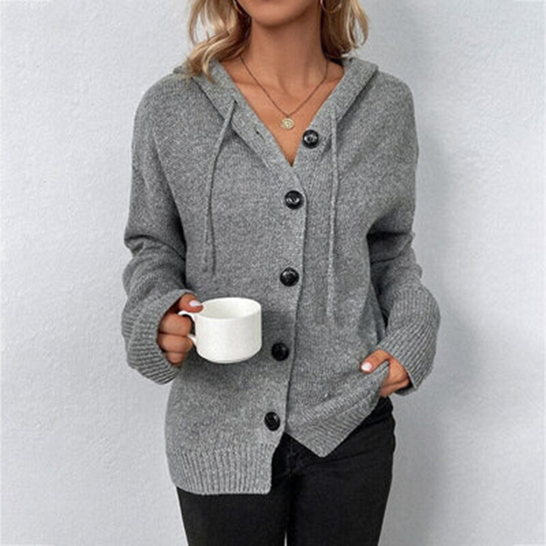 Cardigan med hætte og store knapper