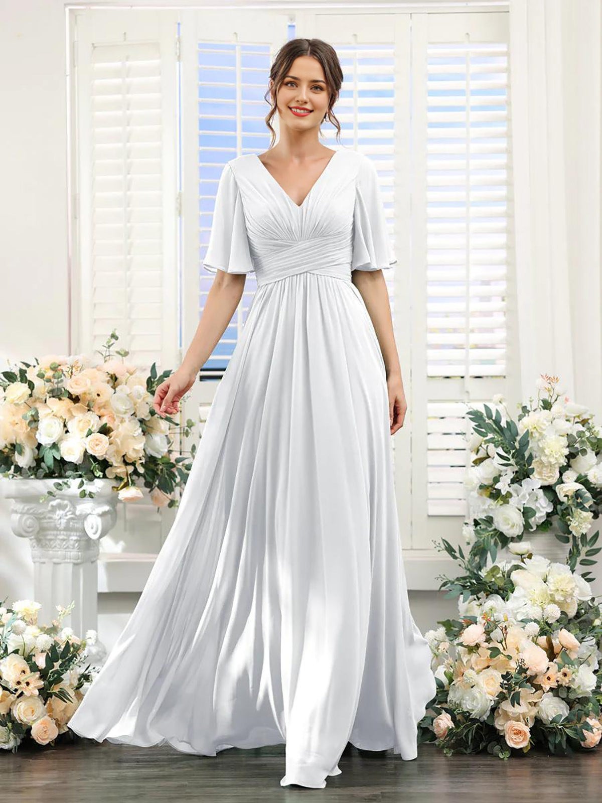 Robe Longue Femme à Manches Papillon