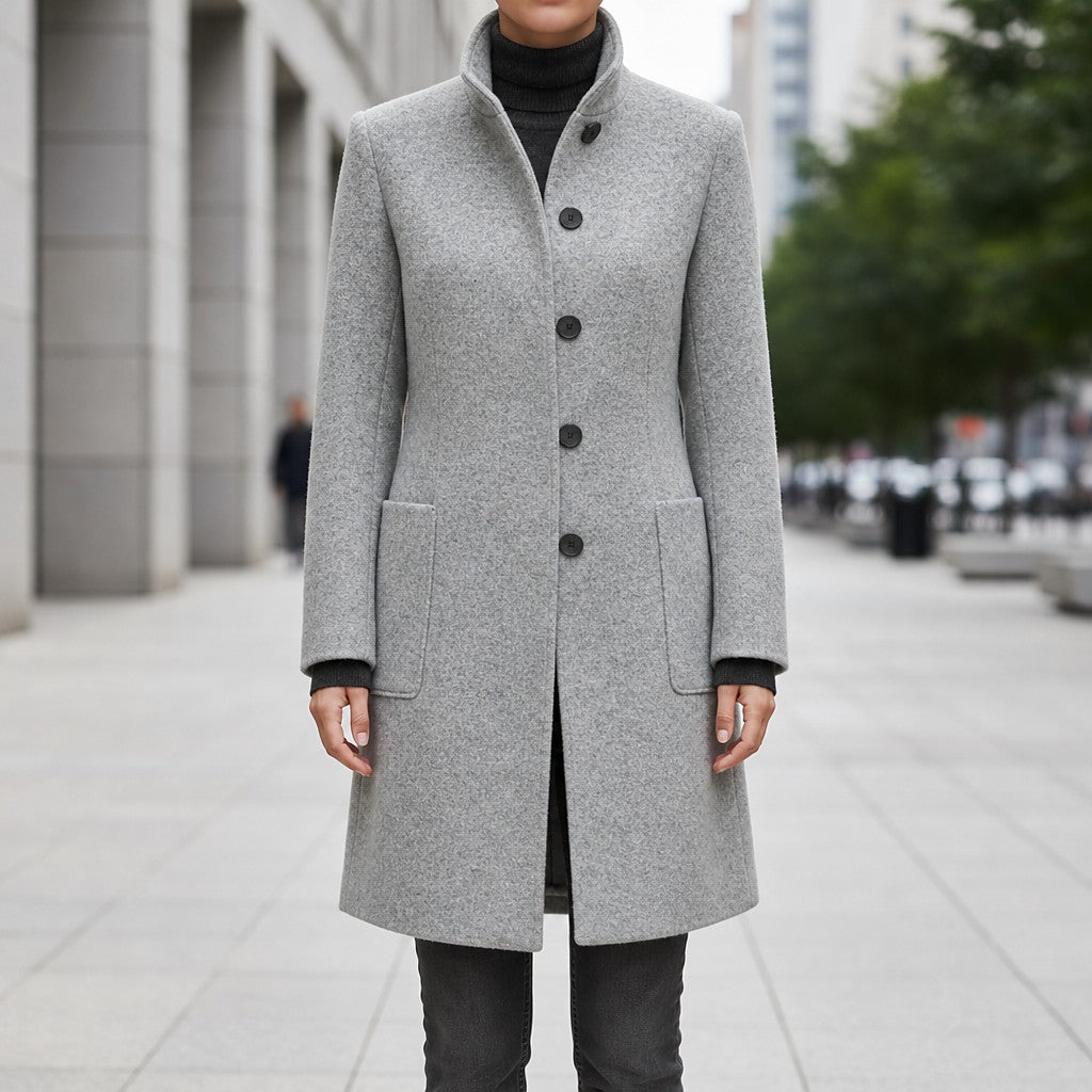 Manteau Long Col Montant Femme