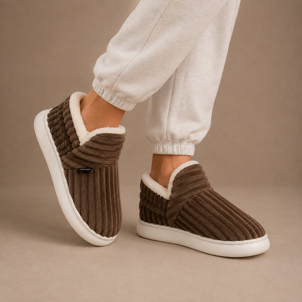 Chaussons Montants Fourrés Femme à Semelle Épaisse