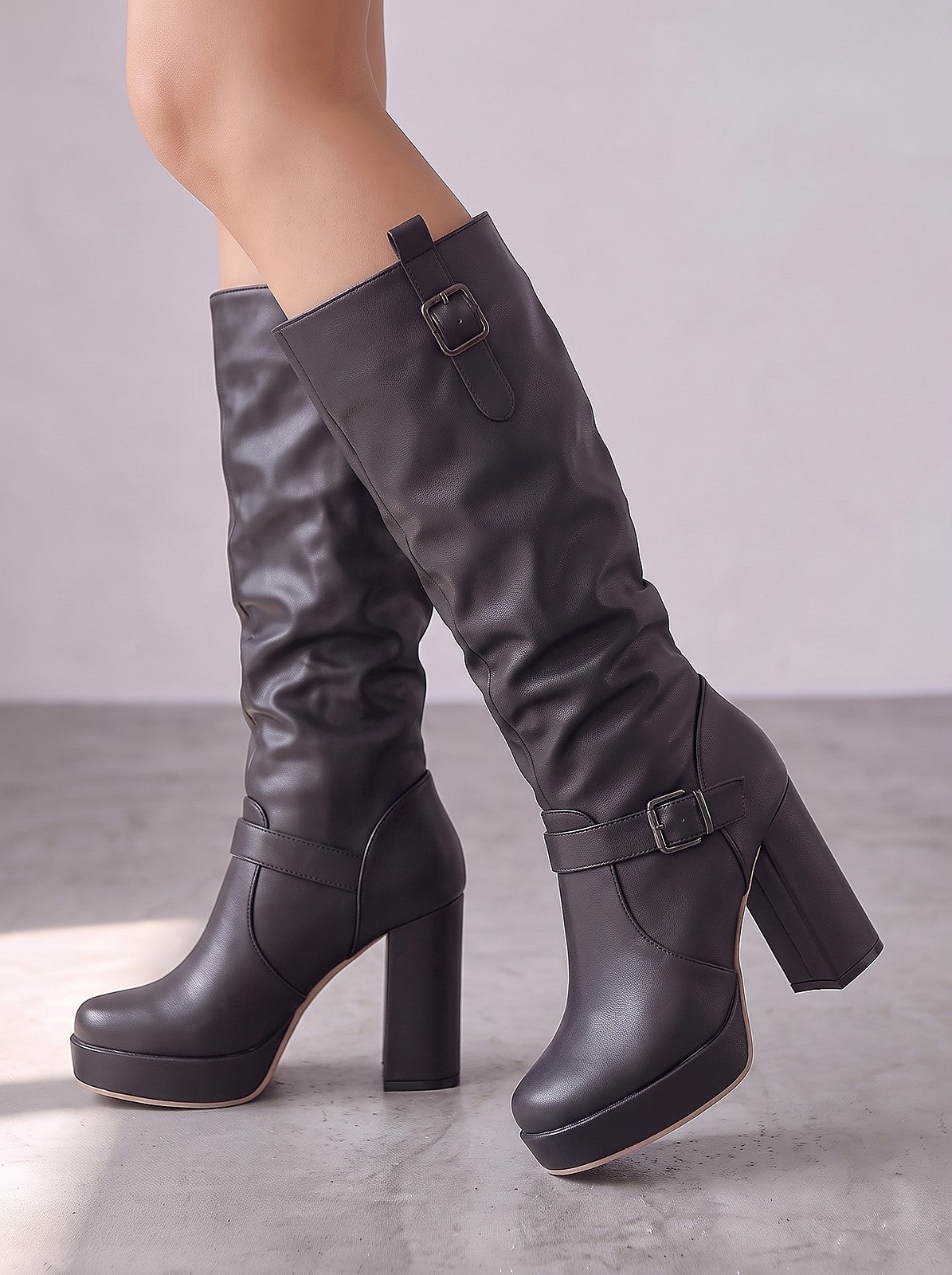 Bottes Mi-Mollet Femme à Boucles