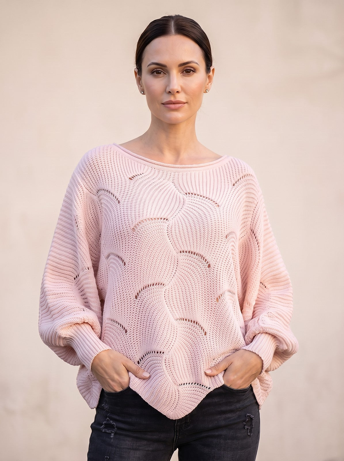 Pull Ajouré Femme à Manches Chauve-Souris