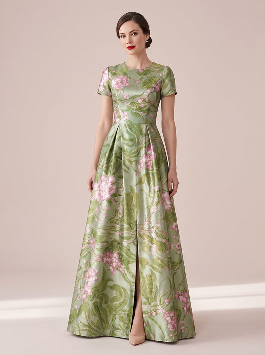 Robe de Soirée Longue Fleurie avec Poches