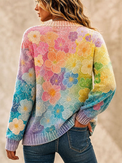 Cardigan med jacquardmønster og ribkant