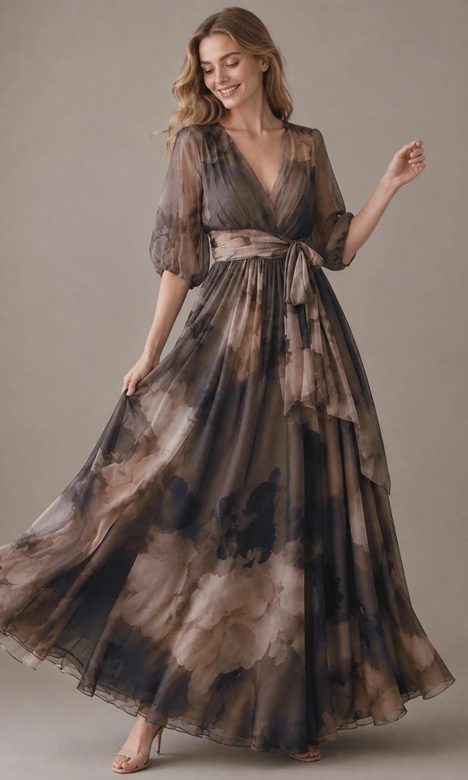 Robe Longue Portefeuille Fleurie Femme