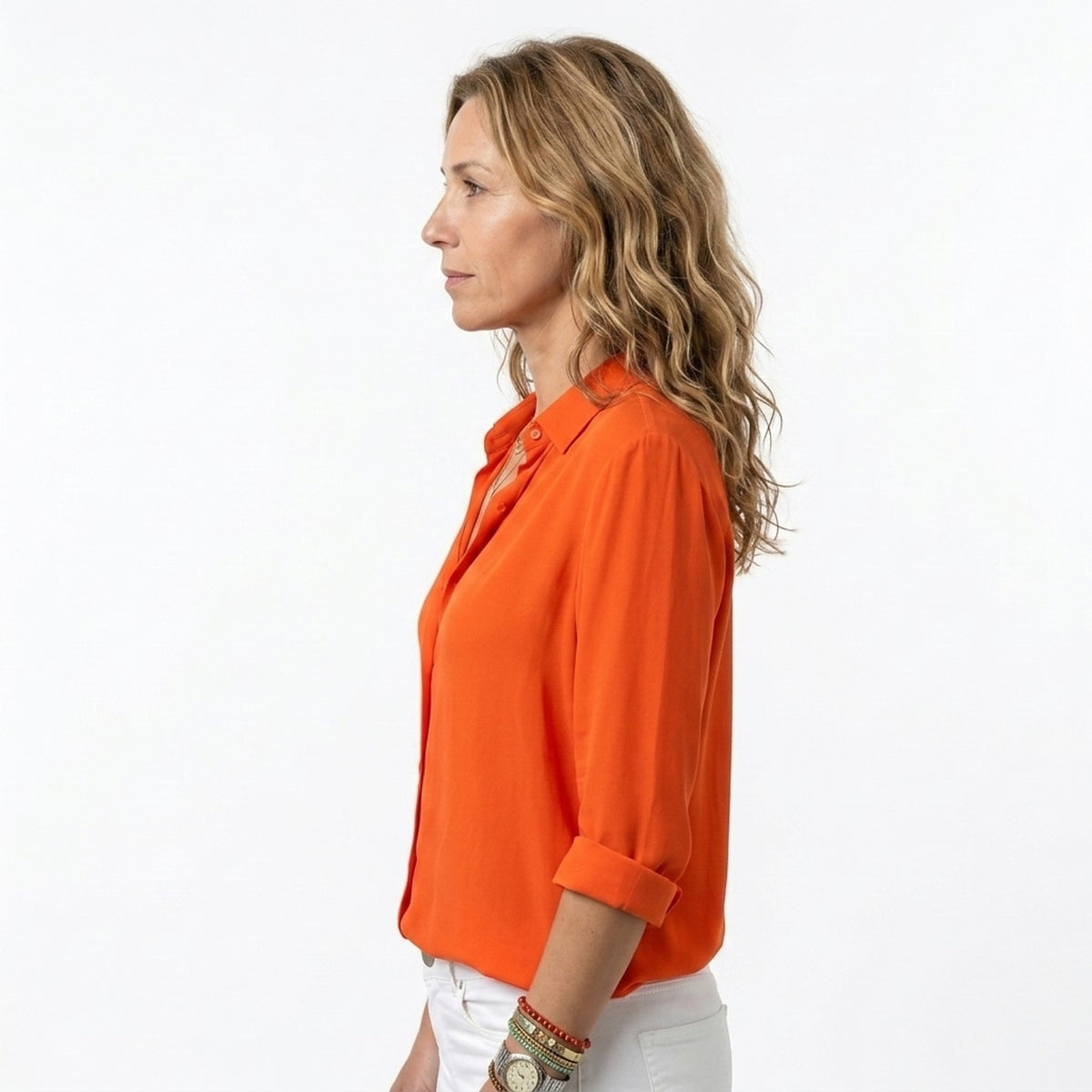 Chemise Fluide Col V Femme Manches Longues