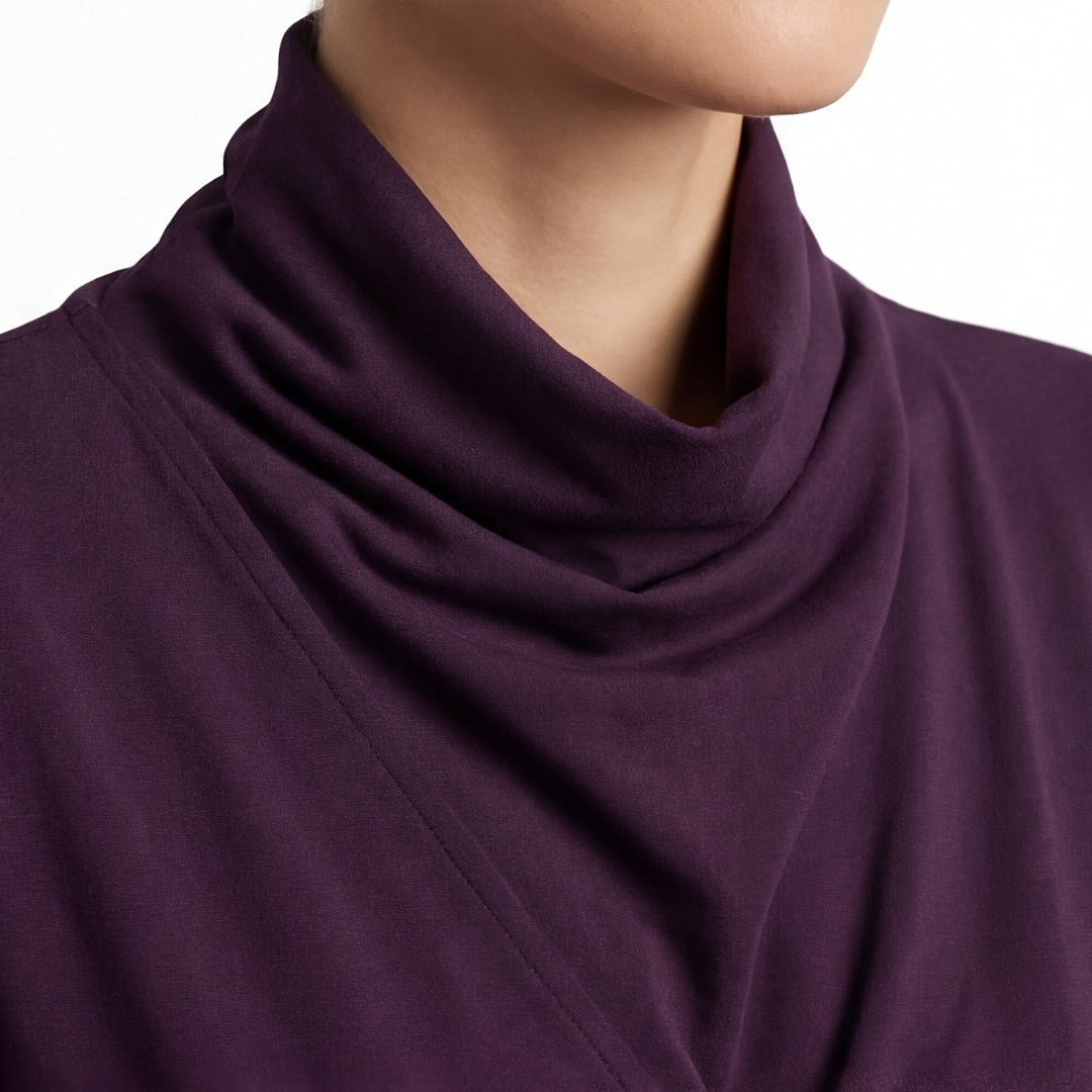 Robe Longue Drapée Femme à Manches Longues