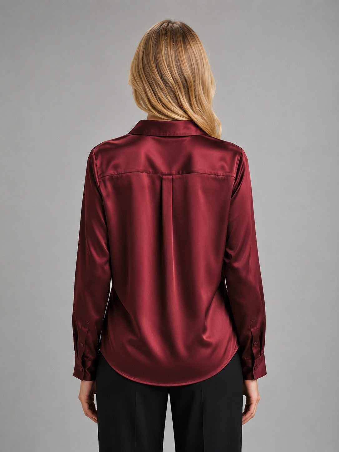 Blouse Satinée Femme à Manches Longues