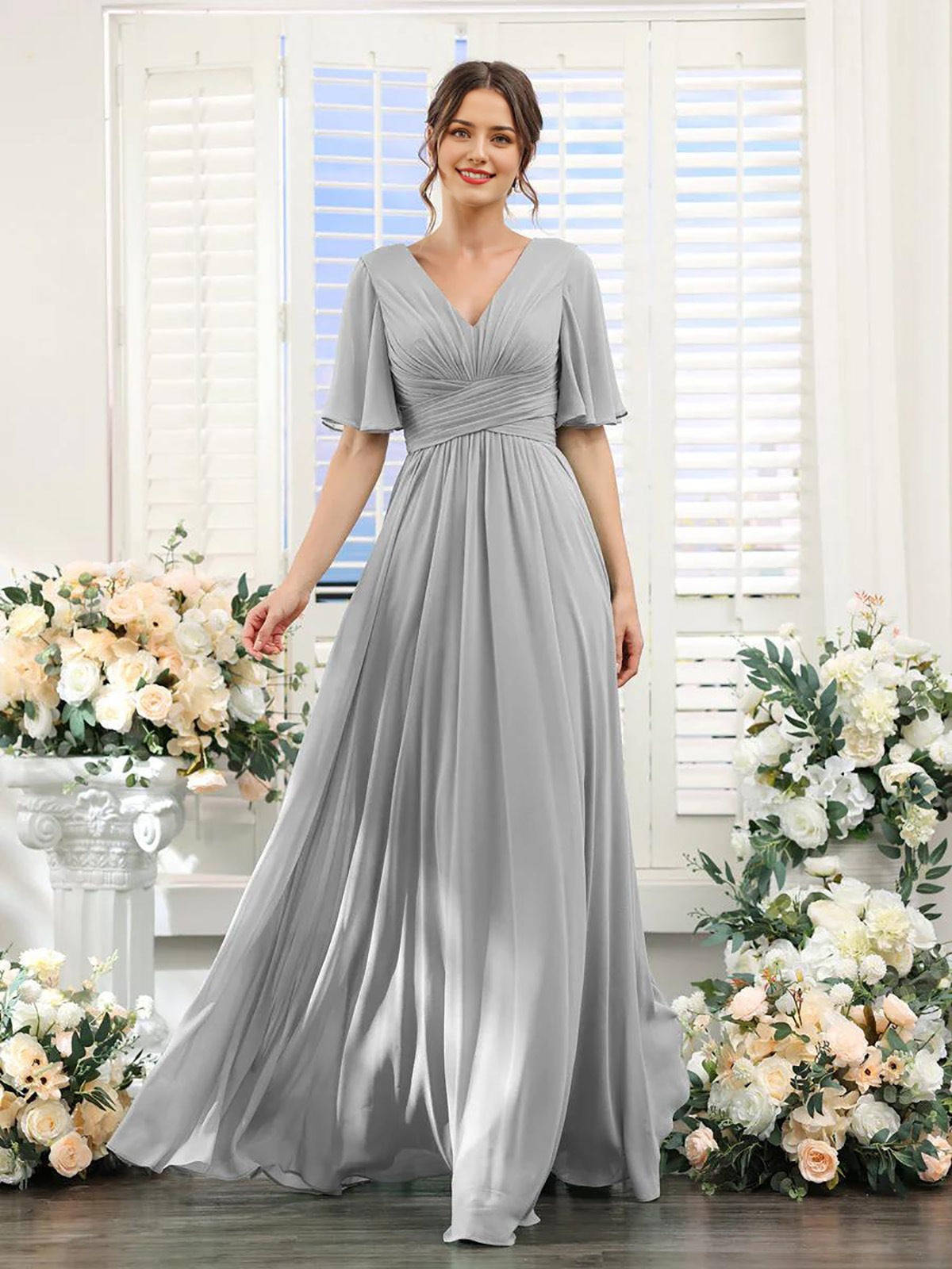 Robe Longue Femme à Manches Papillon