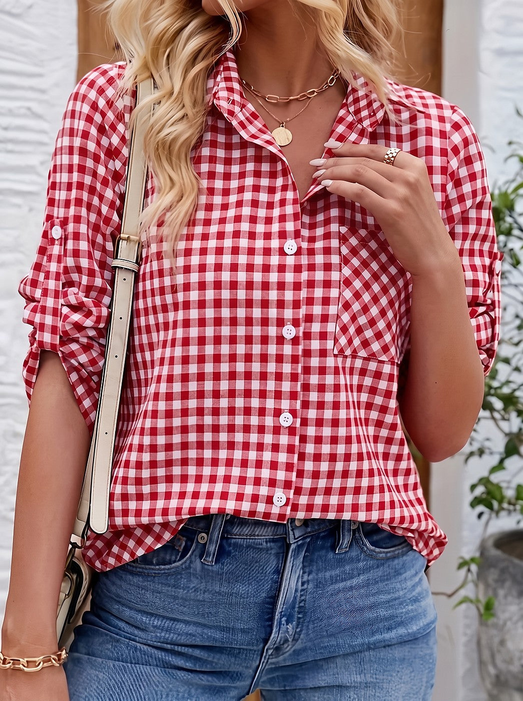 Chemise à Carreaux Vichy Femme à Poche