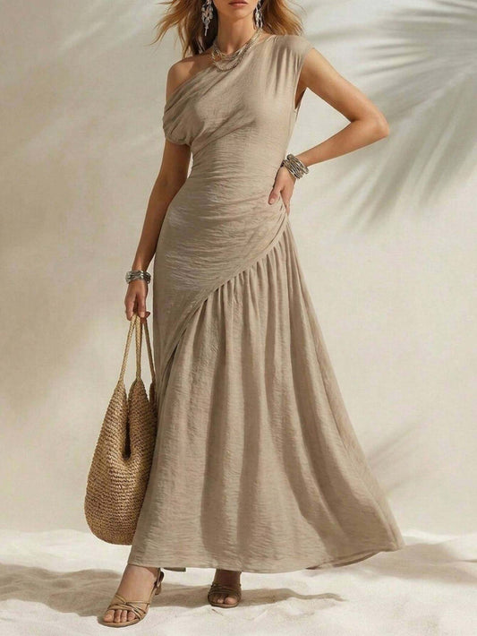 Robe Longue Asymétrique à Une Épaule Femme