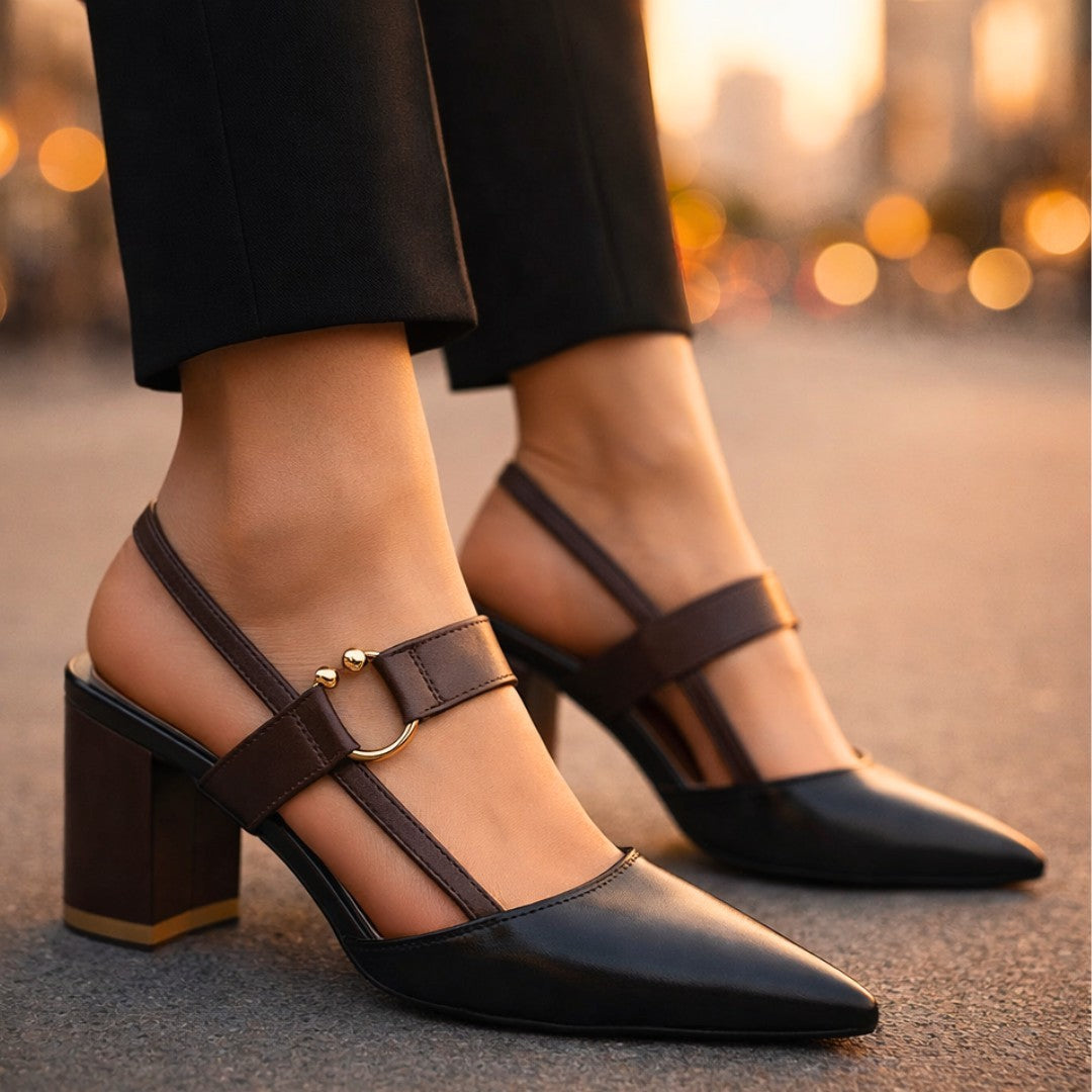 Escarpins Slingback Femme à Talon Carré