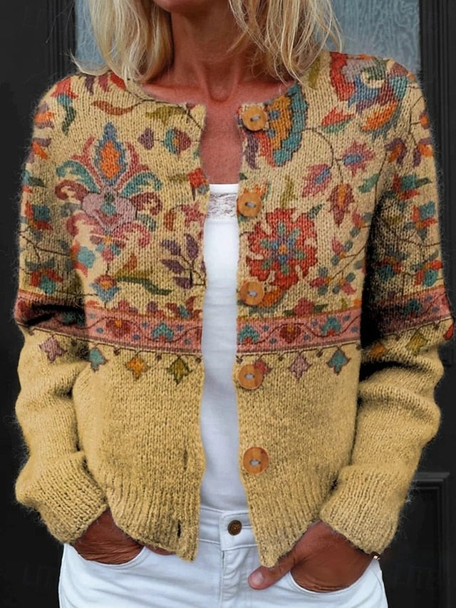 Kort cardigan med blomsterprint