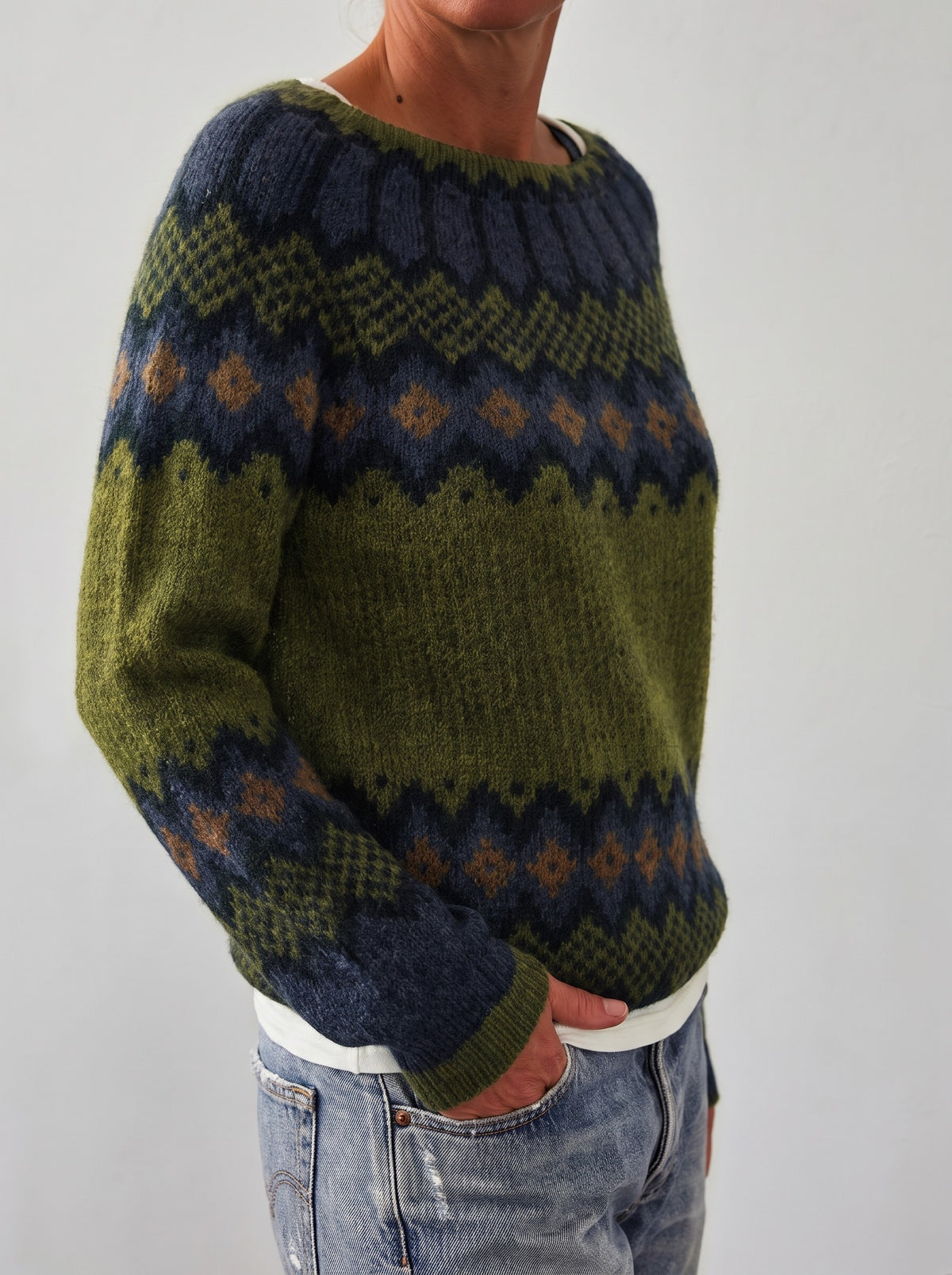 Pull Jacquard Femme à Motif Nordique