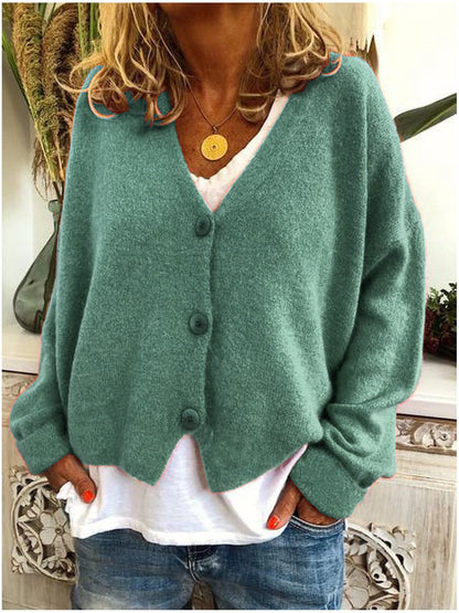 Blød cardigan med dyb V-hals