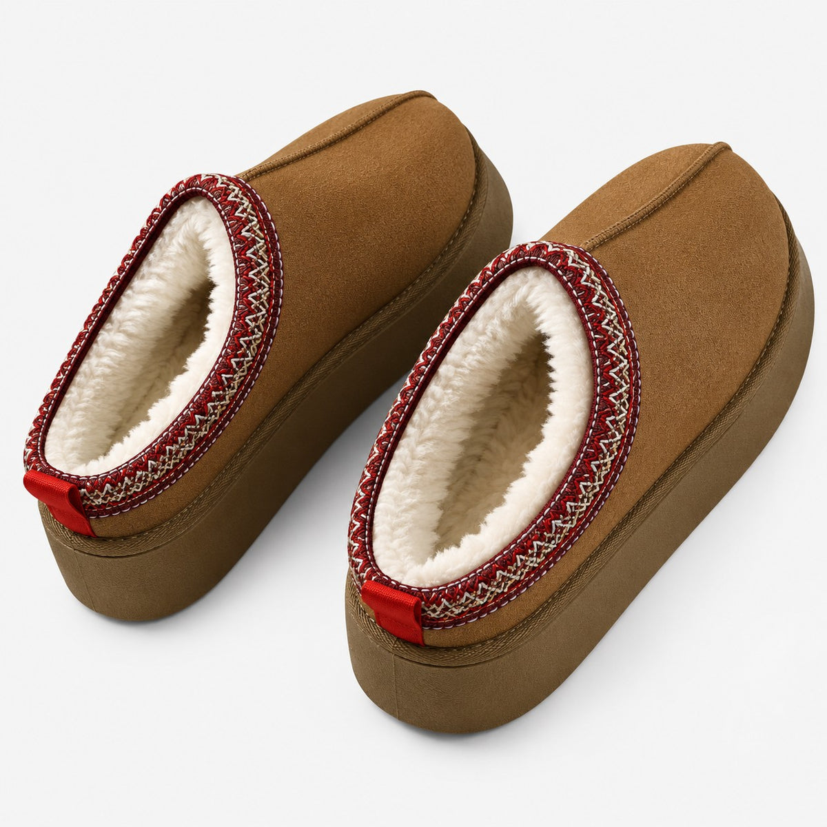 Mules Fourrées Plateforme Femme à Broderie