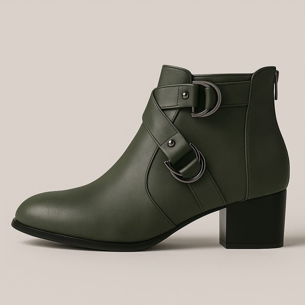 Bottines Femme à Boucles et Talon Carré