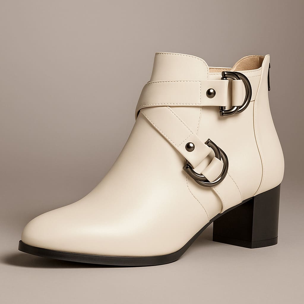 Bottines Femme à Boucles et Talon Carré