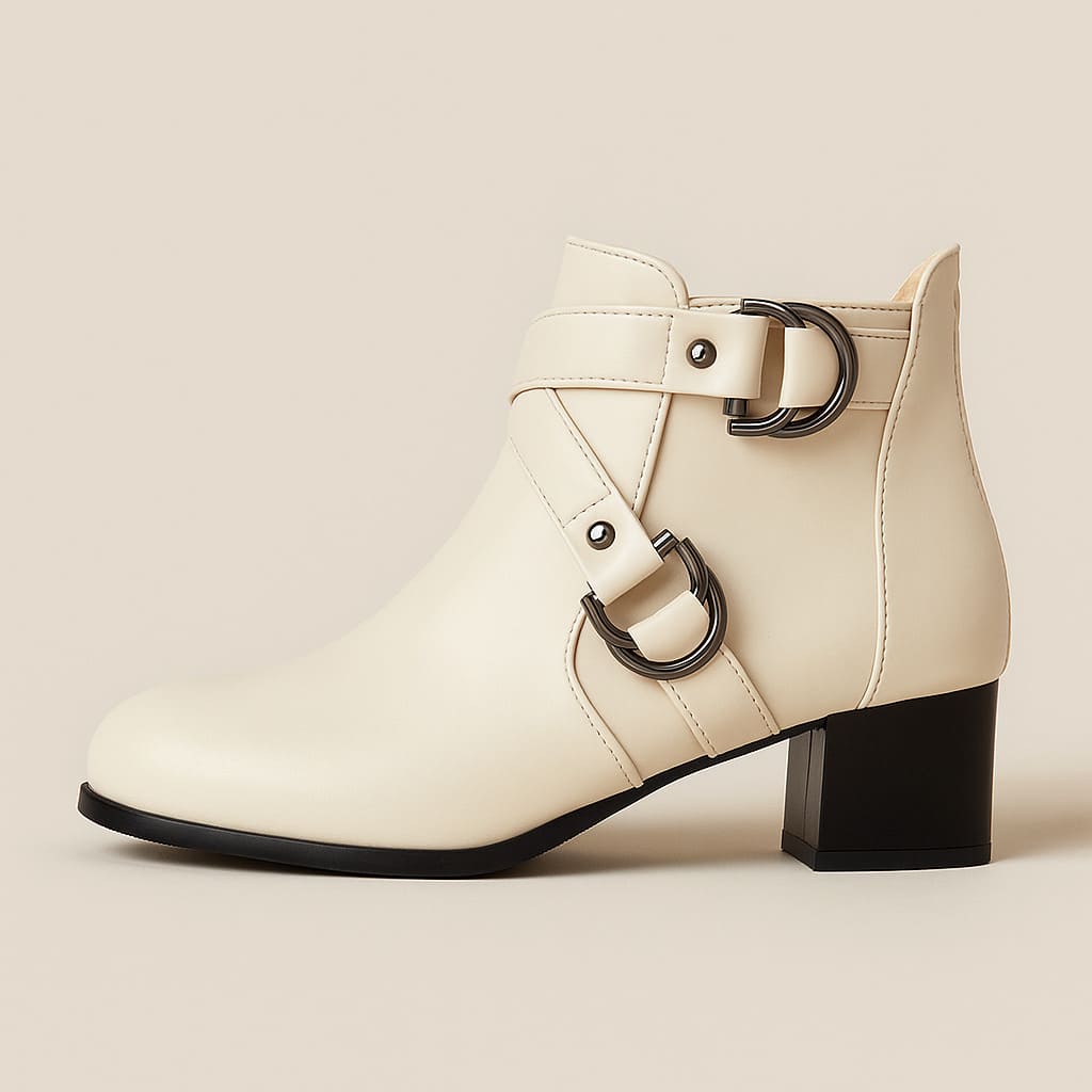 Bottines Femme à Boucles et Talon Carré